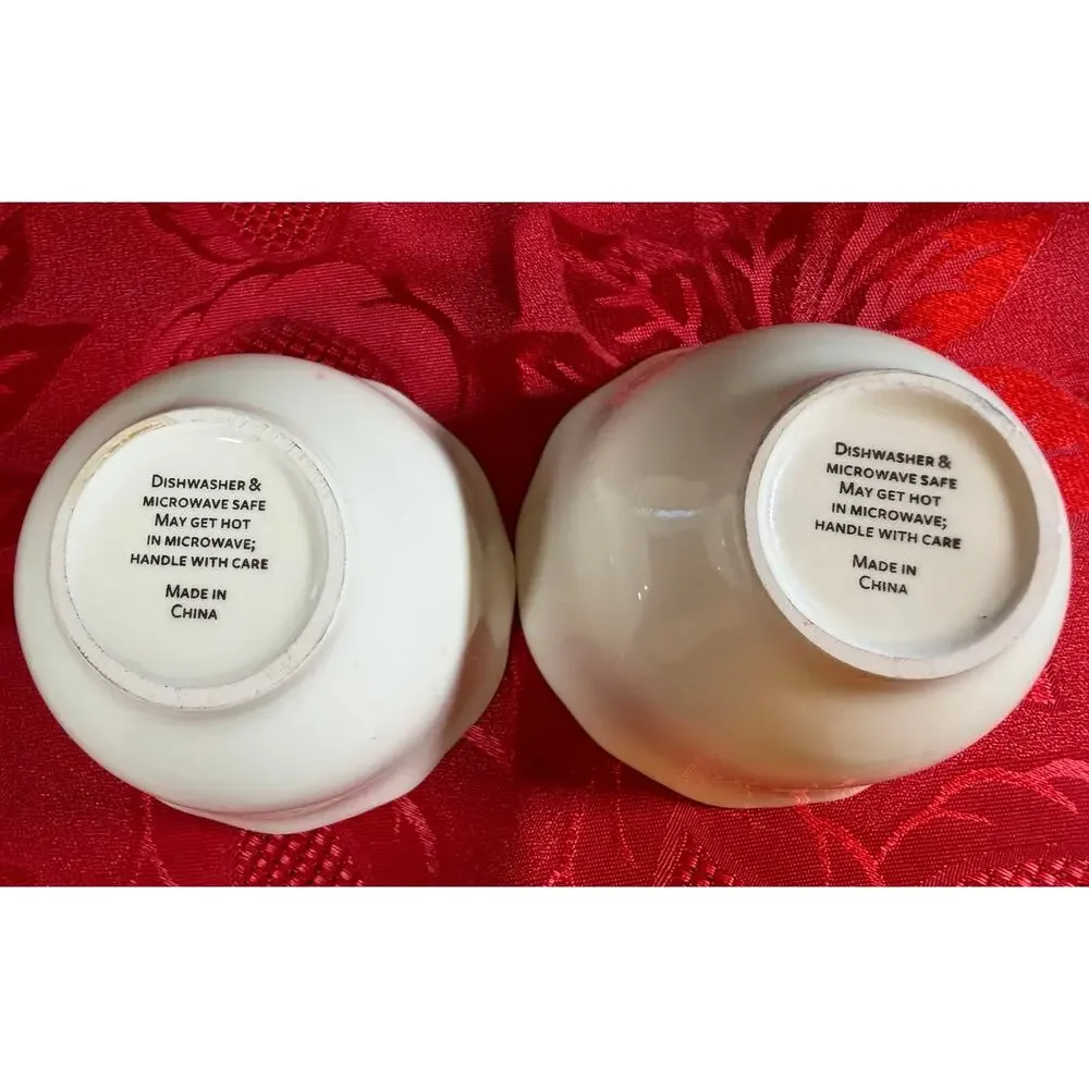Better Homes & Gardens 2009 Christmas Poinsettia Bowls Set of 2 Dessert/Fruit
